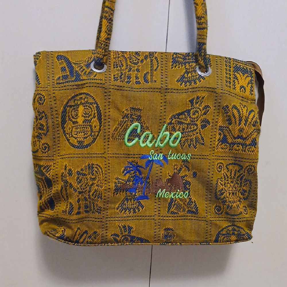 Cabo San Lucas Embroidered Yellow Tote Bag